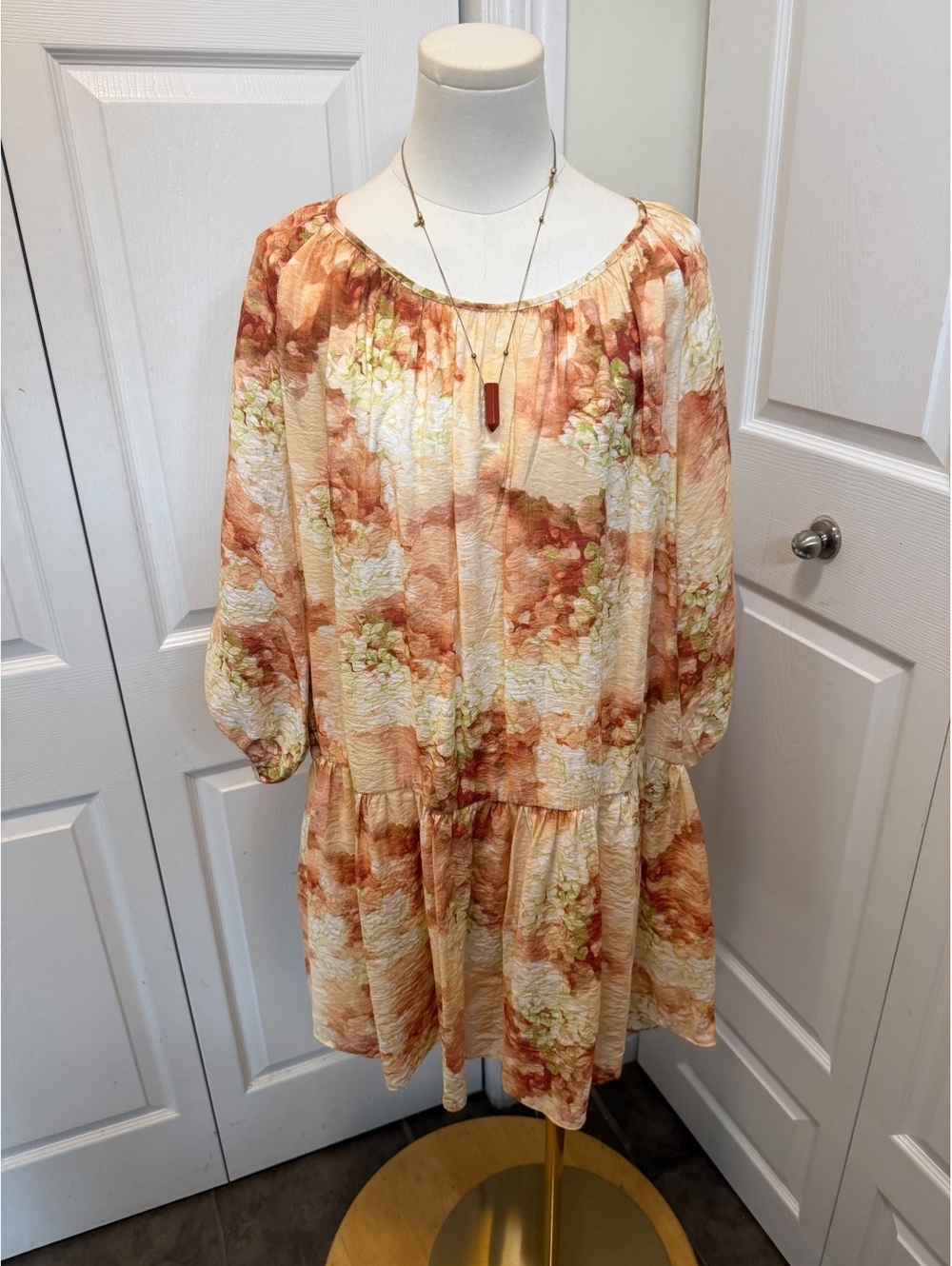 H&M Floral long sleeve tiered mini dress